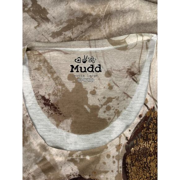 Mudd Y2K Grunge Shirt Gold Beige Womens Sz LARGE Gothic Affliction style 90s - Picture 8 of 8